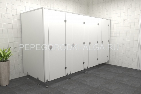 Изображение Сантехнические туалетные перегородки из HPL пластика 4 кабины (каркас профиль) 