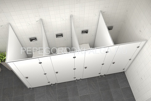 Изображение Сантехнические туалетные перегородки из HPL пластика 4 кабины (каркас профиль) 